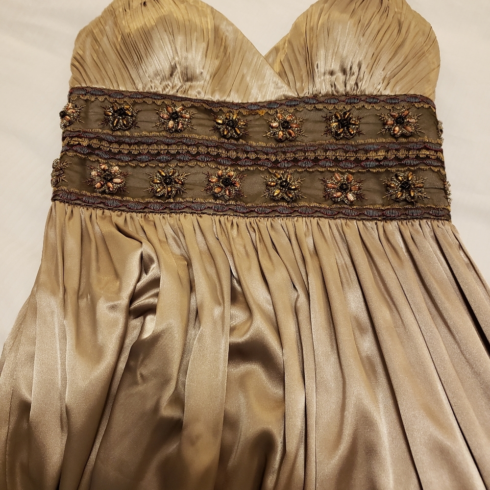 Lyndia Procanik Satin Champagne Cocktail  Dress